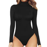 Mono informal de manga larga para mujer, cuello alto, parte inferior lisa, corte ajustado y sexy, estilo europeo y americano, otoño. 