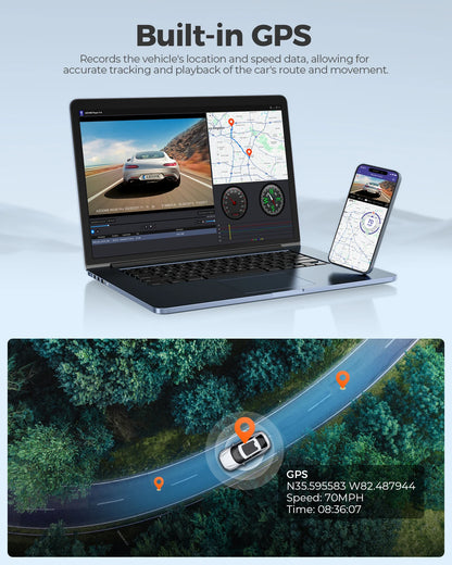 AZDOME M550 Pro 5.8Ghz WiFi 3 Channel Dash Cam 4K+1080P Built-in GPS 3.19" IPS Screen Car DVR IR Night Vision 24H Parking Mode