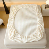 Solid Color Thick Faux Rabbit Fur Mattress Cover Autumn Winter Warm Velvet Mattress Protector Fluffy Soft Plush Fitted Bed Sheet