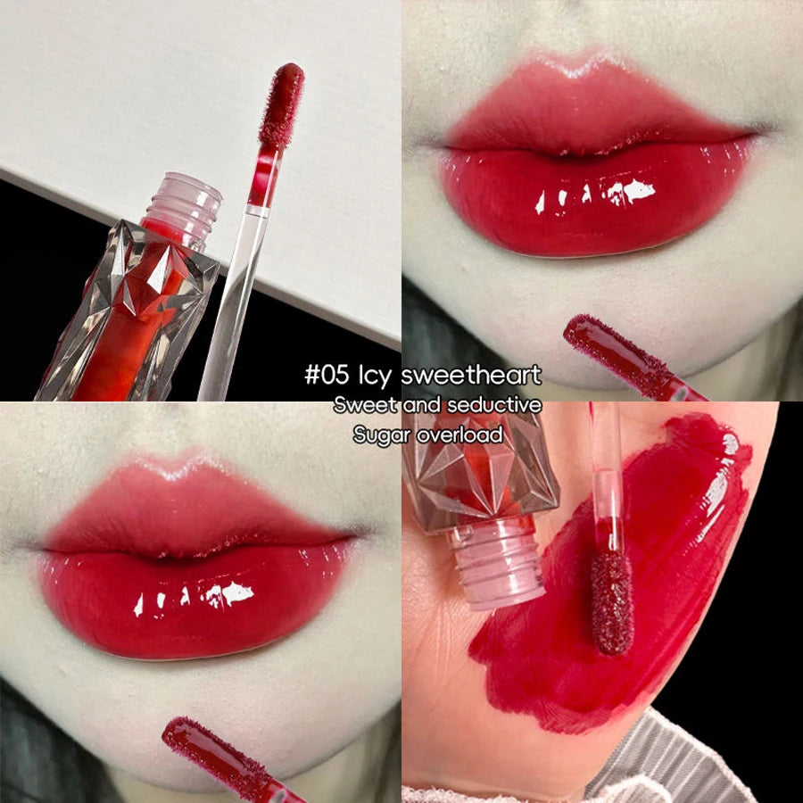 Brillo de labios de larga duración, hidratante, fácil de teñir, resistente al agua, efecto espejo, cristal de agua, brillo de labios, color transparente, cosméticos