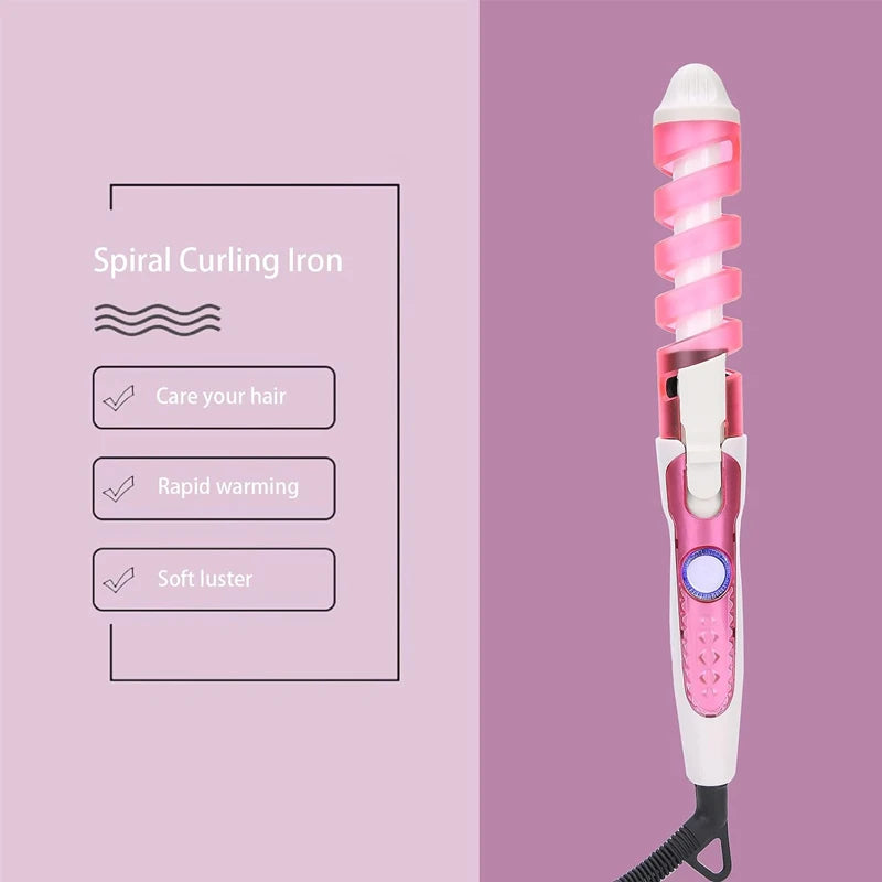 Rizador de pelo profesional, rizador de espiral mágico, varita rizadora de calentamiento rápido, moldeador de cabello eléctrico
