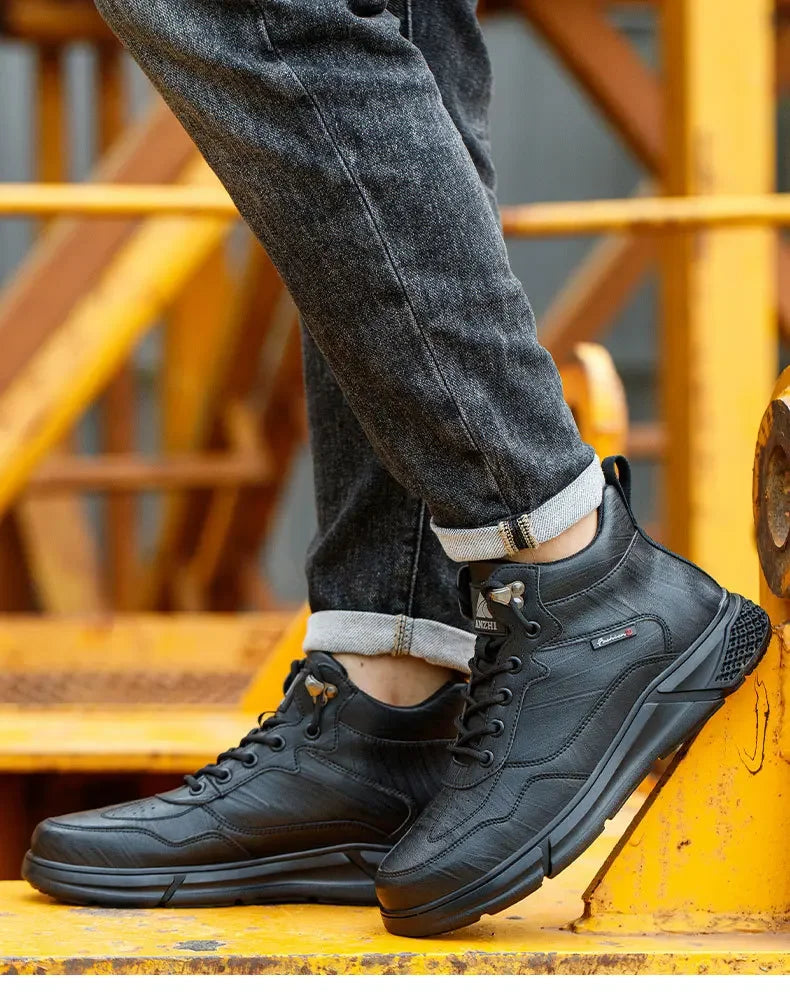 waterproof safety sneaker for men winter anti-slip boots man construction indestructible black work boots steel nose work shoes