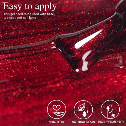7.5ML Super Shiny Ruby Red Cat Magnetic Gel Nail Polish Wine Red Cat Eye Gel Soak Off Semi-Permanent Nail Varnish For Manicure