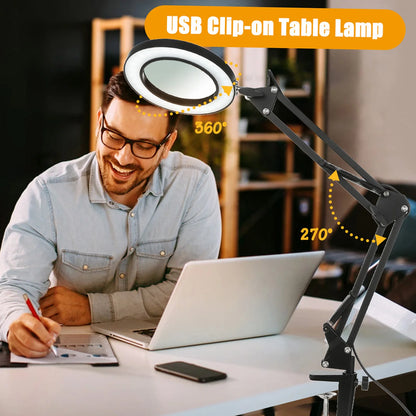 72LED 8X/10X NEW Illuminated Magnifier USB 3 Colors LED Magnifying Glass for Soldering Iron Repair/Table Lamp/Skincare Beauty
