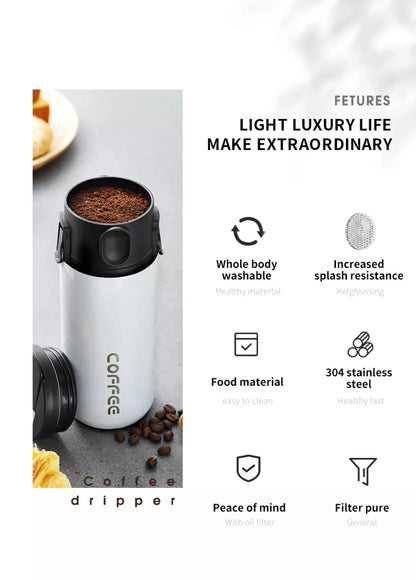 Filtro de café portátil de acero inoxidable 304, soporte para café y té, taza reutilizable, juego de taza de té con gotero, cafetera, utensilios de café