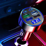 300W PD Car Charger 6 Ports Fast Charging QC3.0 USB C Car Phone Charger Type C Adapter Dual PD Super Fast with Digital Display