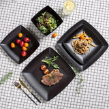 16-Piece Square Dinnerware Set - Heavy Duty Ceramic Plates, Bowls, Cups | Dishwasher & Microwave Safe for Everyday Use