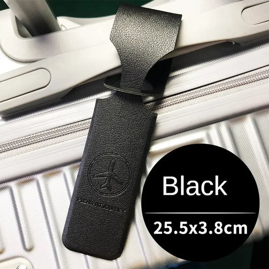 Portable Solid Color PU Leather Luggage Tag Suitcase Identifier Label Baggage Boarding Bag Tags Holder Travel Accessories