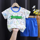 New Boys Summer Clothing Set Full Bear Print Cotton Short Sleeve T-shirts and Shorts 2PCS Breathable Outfit For Girls
