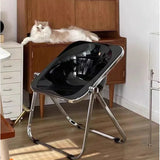 Plastic Dining Chair Acrylic Transparent Folding Office Metal Leg Small Stackable Chairs Green Chair Restaurant Furniture