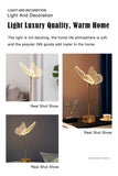 Butterfly Led Table Lamp Retro Gold Acrylic Desk Lamps Hotel Villa Art For Living Room Bedside Desktop Decor Led Night Lights