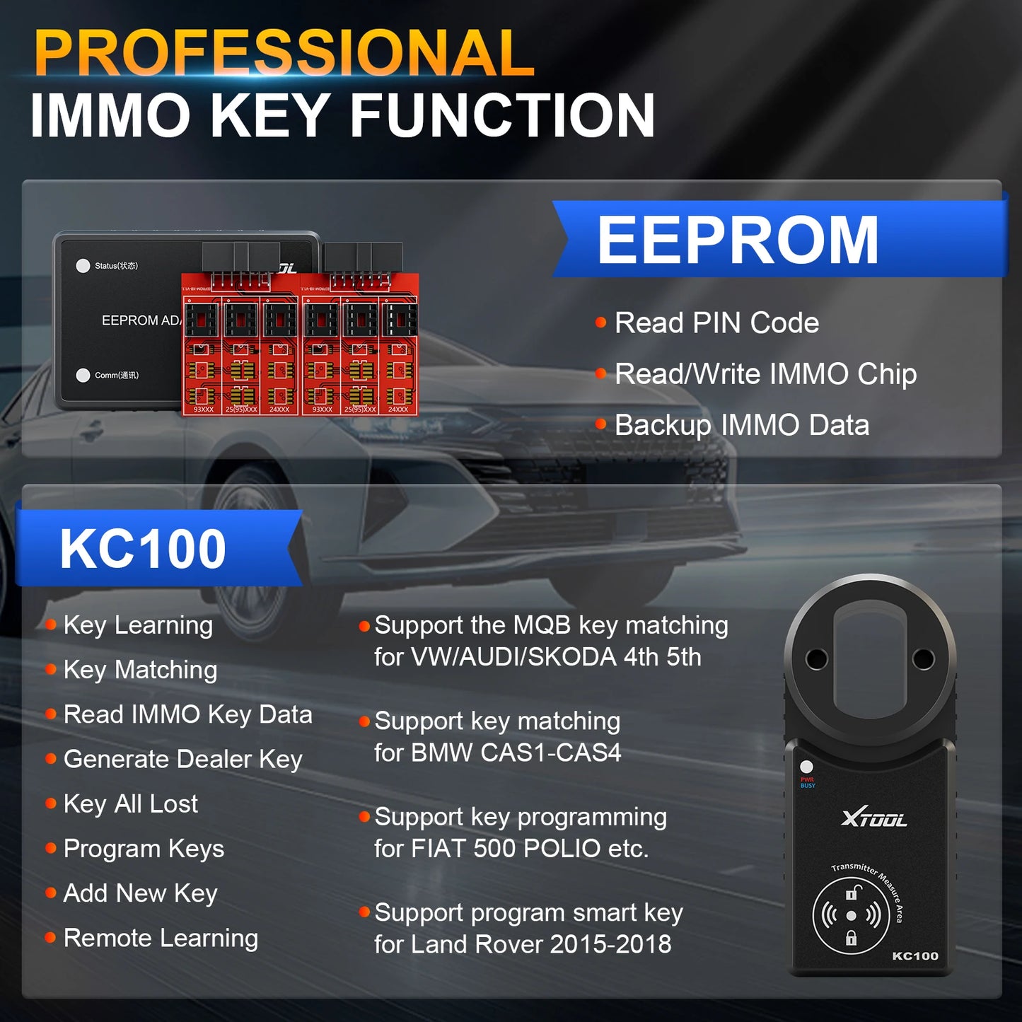 XTOOL X100 PAD3 Elite lMMO Key Programmer All Key Lost Car Diagnostic Tools Automotive Scanner With KC100 Key Fob Programming