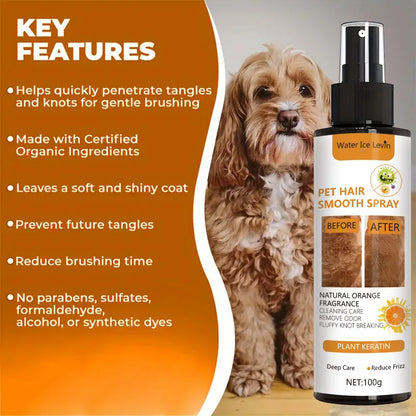100g Pet Hair Smoothing Care Spray Contains Mild Ingredients, Deeply Moisturizing and Moisturizing Hair. One Spray Can Soften Your Pet Hair More Smooth and Shiny.