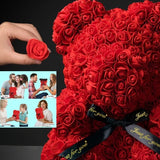Urso de Pelúcia de Rosas Artificiais Eternas (Modelo 2026) – Presente e Decoração para Dia das Mães, Aniversários, Dia dos Namorados e Datas Especiais