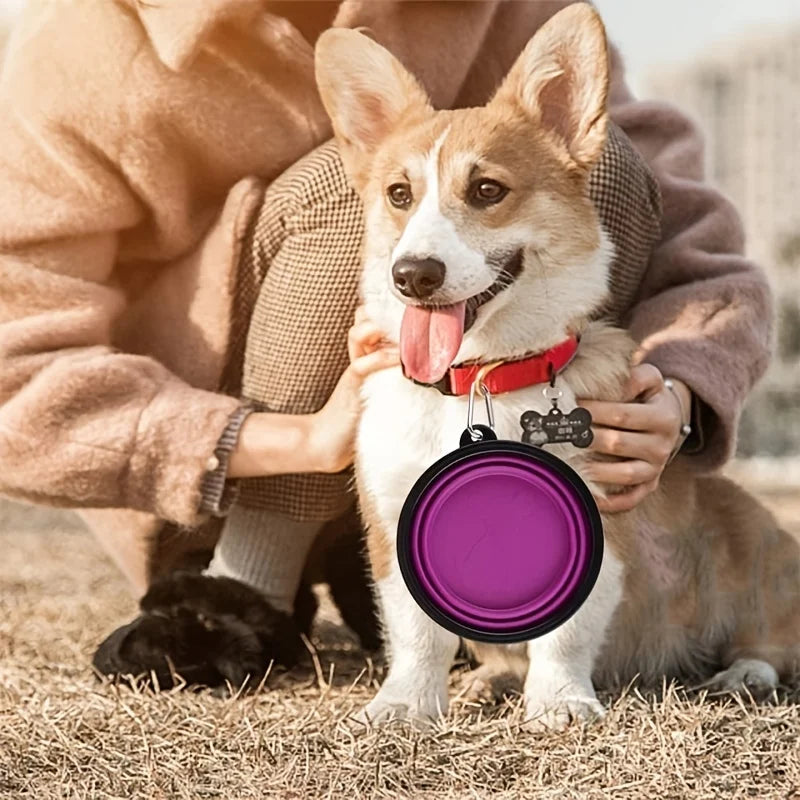 Comedero portátil para mascotas, de TPR duradero, plegable, de silicona, para gatos y perros, para viajes al aire libre, para agua y comida.