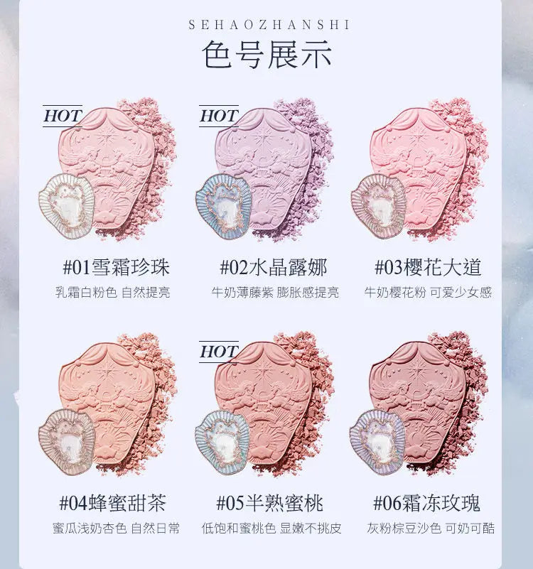 Flower Knows Unicorn Embossed Blush Palette Long Lasting and Easy To Apply Matte Natural Brightening Swell Blush Makeup Maquiage