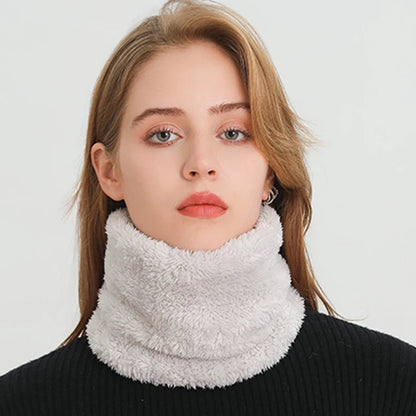 Bufanda de cachemira de color cálido con forma de anillo para invierno, de felpa sólida, gruesa, para deportes al aire libre, para hombres, mujeres y niños, con máscara facial completa y silenciador. 