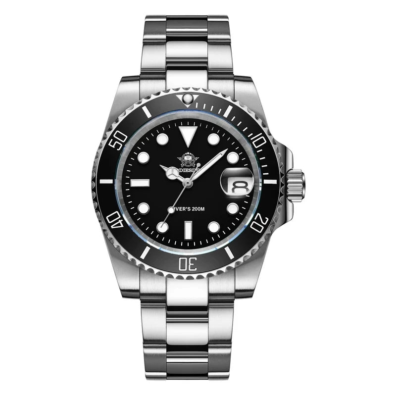 ADDIESDIVE Quartz Watch for Men 316L Stainless Steel Super Luminous Ceramic Bezel 200m Waterproof Classic Diving Men's Watch