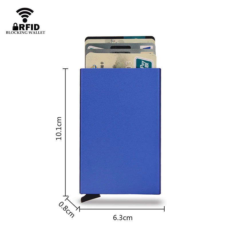 Rfid Credit Card Holder Aluminium Metal Mini Slim Minimalist Wallets Women Men Business Bank Cardholder Case Carteira Masculina