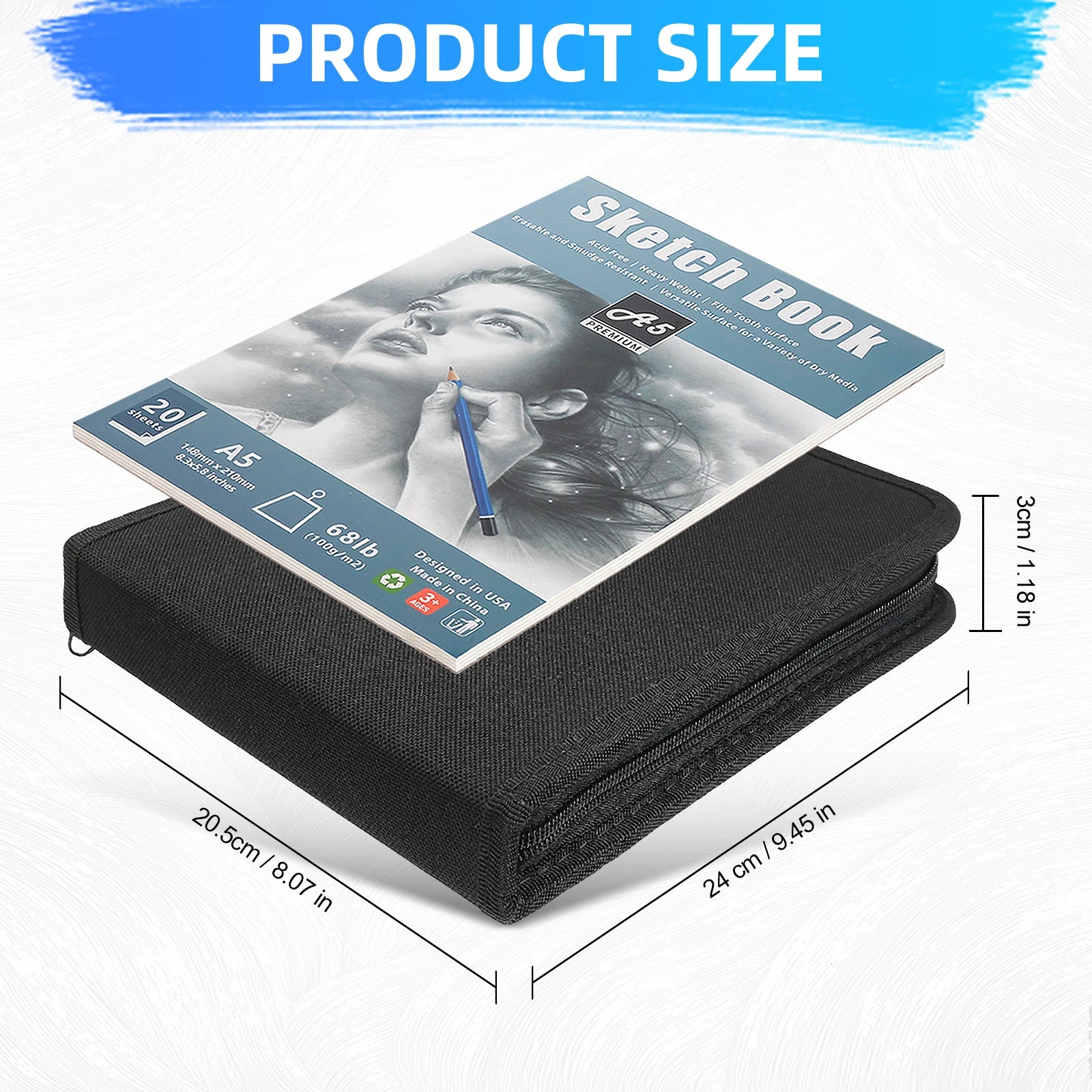 20/54/58/70/144 Drawing And Sketching Kit | Portable Travel Case | Graphite, Charcoal, White Color | Featuring Blending Stump