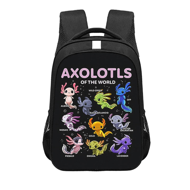 Axolotls of The World Backpack for Teenager Cute Axolotl Children School Bags Book Bag Laptop Backpacks Daypack Storage Bags