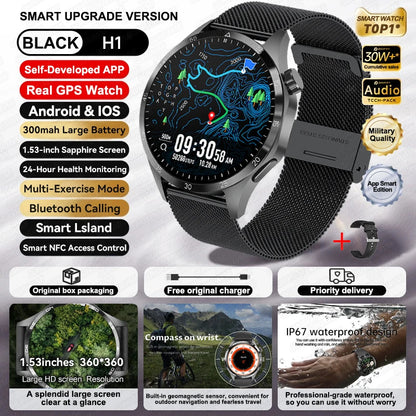 Original 2025 New For HUAWEI GPS Smart Watch Men Bluetooth Call NFC Access Heart Rate 300mAh IP68 Waterproof Smartwatch For IOS