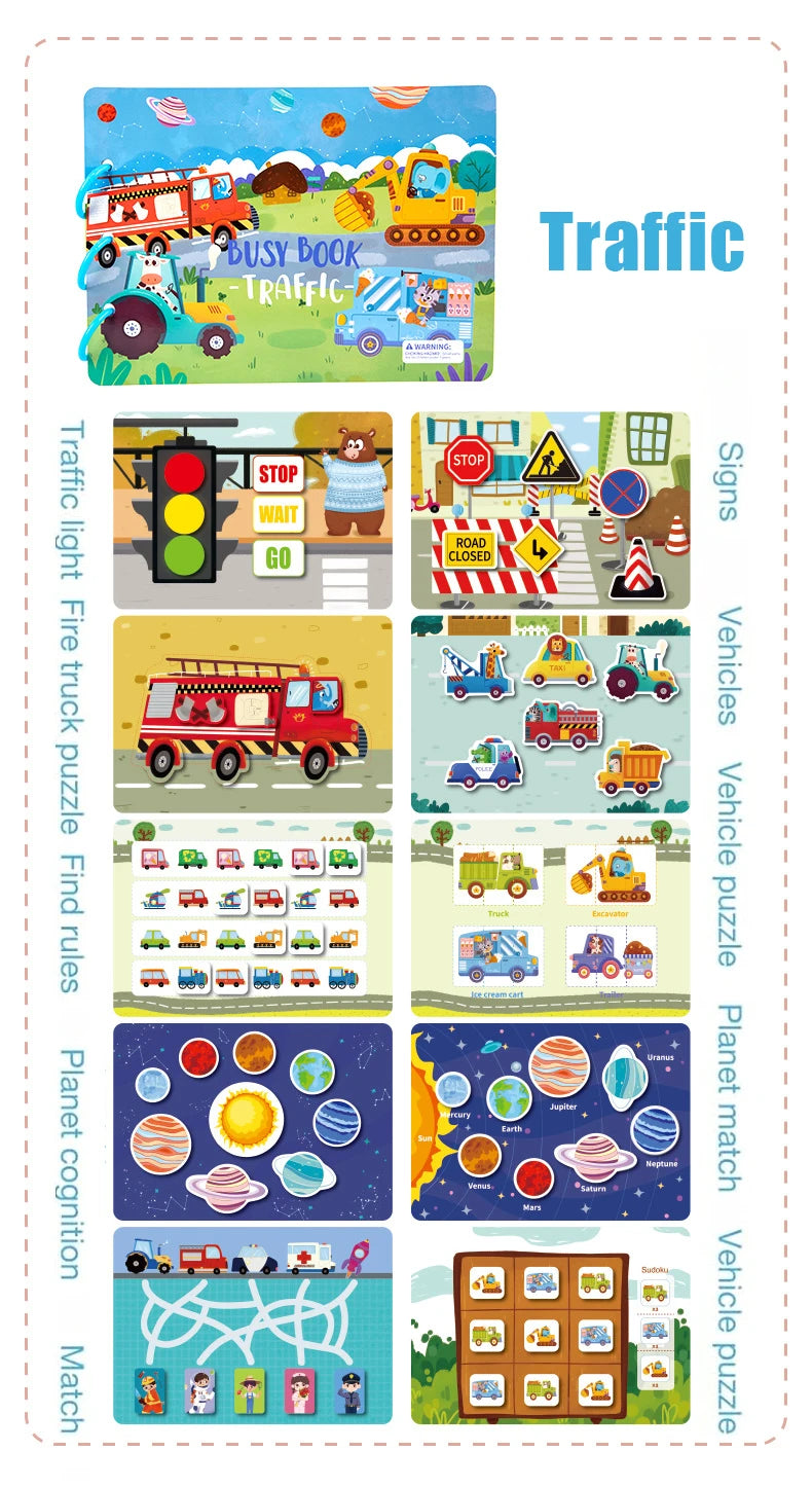 Montessori Busy Book for Kids Sticker Quiet Book Baby Early Educational Toy toddlers Matching Puzzles Game Learning Toys Gifts