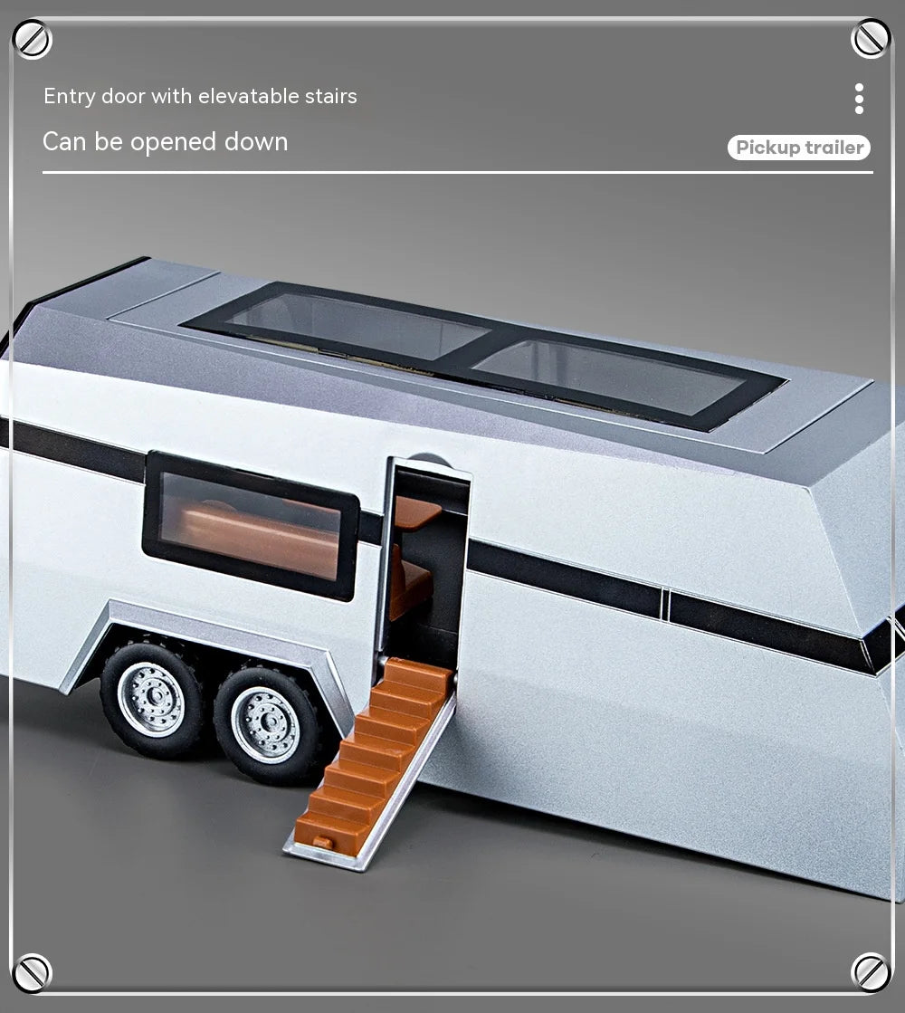 Camiones de juguete para niños, modelo Cybertruck, camioneta plateada, de metal fundido a presión, con sonido y luz, a partir de 3 años, escala 1:32.