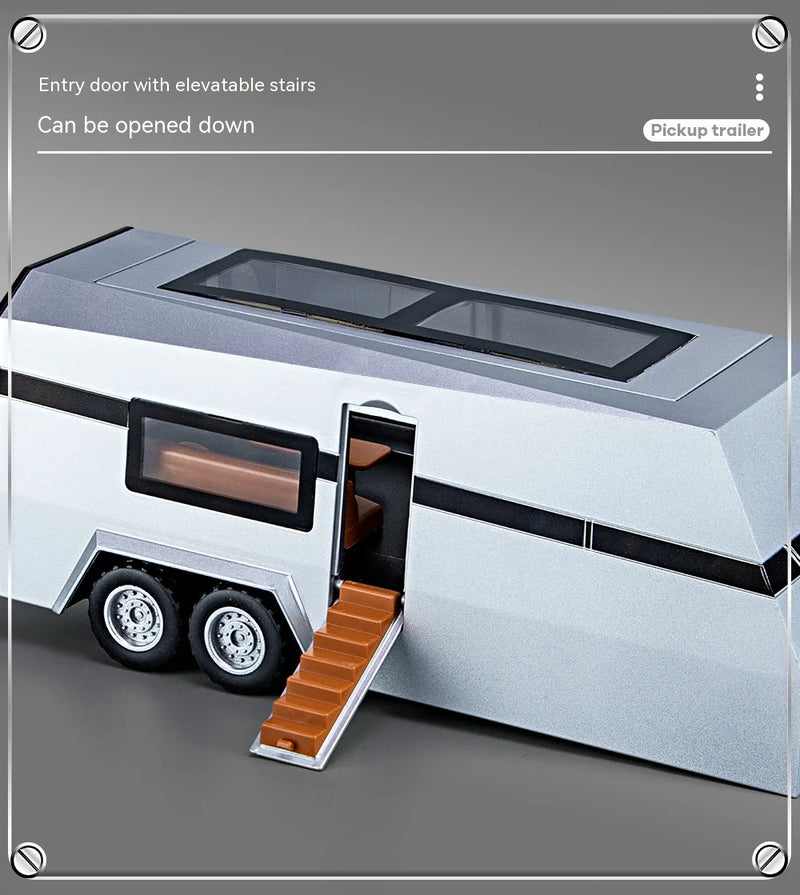 1:32 Toy Trucks for Boys Cybertruck Model Silver Pickup Truck Diecast Metal Toy Cars with Sound and Light for Kids Age 3 Year