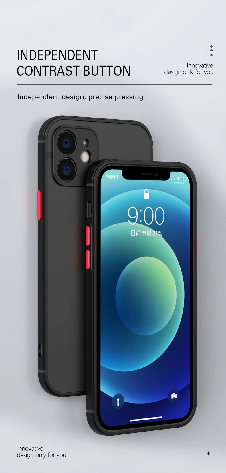 Luxury Shockproof Armor Matte Case For iPhone 11 12 13 Pro Max XR XS X 7 8 Plus SE Mini Silicone Bumper Clear Hard PC Cover