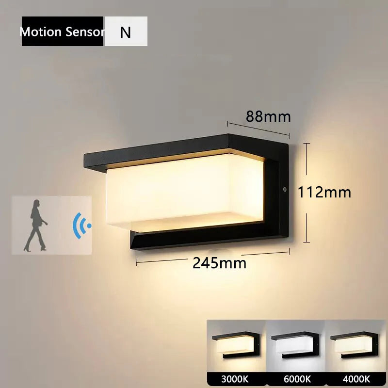 Led Outdoor Wall Light Waterproof IP65 Motion Sensor Led Outdoor Lighting Porch Lights Balcony Garden Lights Outdoor Wall Lamp