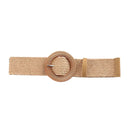 Summer Fashion Women Straw Belt Casual Bohemian Wide Summer Braided Waistbelt  Buckle Elastic Female Straw Waist Belt
