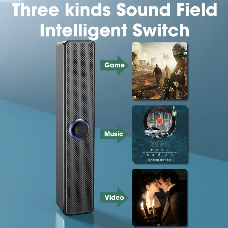 Barra de sonido para PC con cable e inalámbrica, altavoz Bluetooth, barra de sonido alimentada por USB para TV, PC, portátil, juegos, cine en casa, sistema de audio envolvente