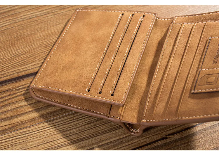 Men's Wallet Leather Billfold Slim Hipster Cowhide Credit Card/ID Holders Inserts Coin Purses Luxury Business Foldable Wallet