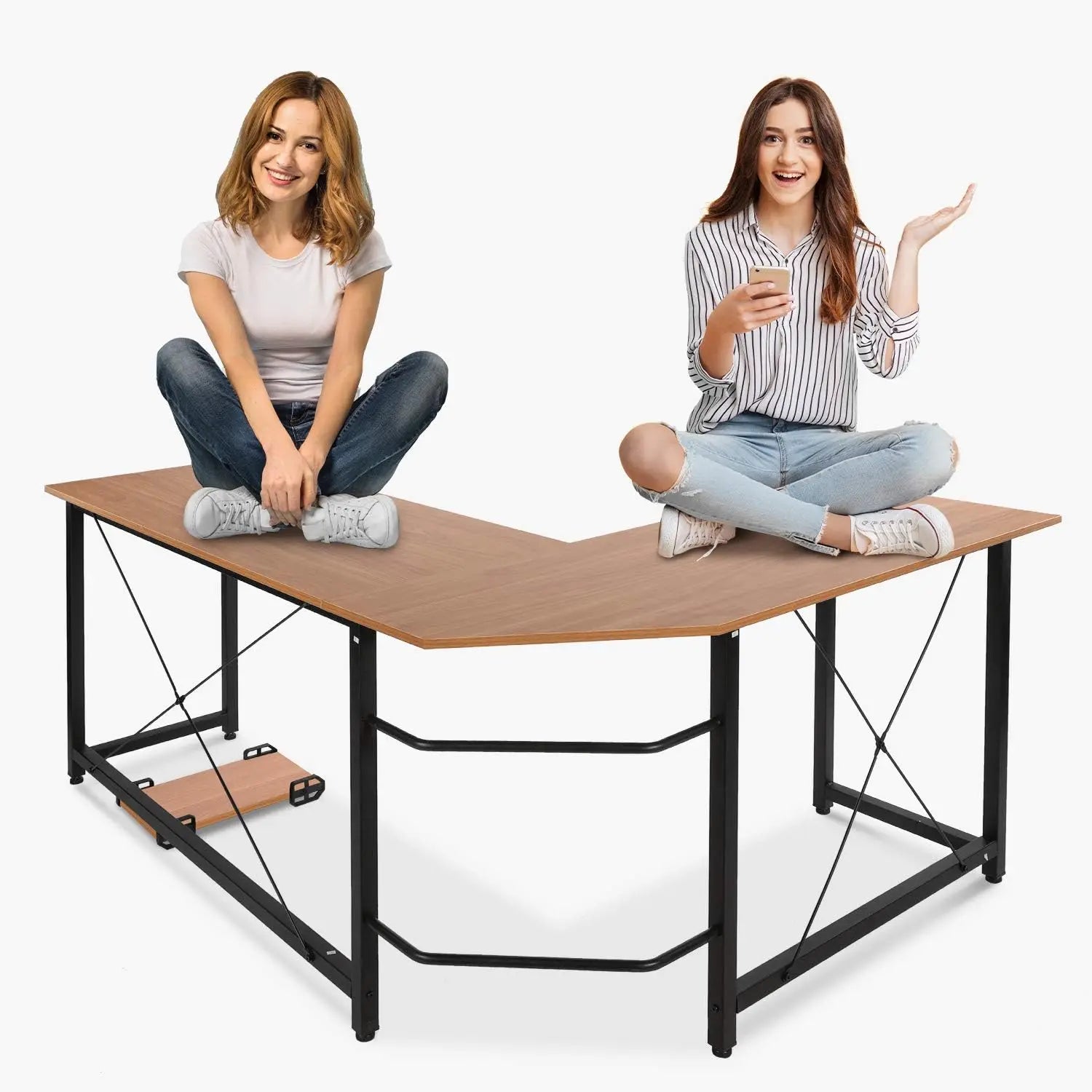 Escritorio en forma de L Homfa de 170 cm (66,5") para ordenador, gaming, portátil, oficina, mesa de trabajo esquinera, escritorio de estudio, 170 x 120 x 75 cm