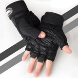 Guantes de entrenamiento de pesas pesadas para gimnasio, fitness, para hombres y mujeres, culturismo, medio dedo, antideslizantes, soporte de muñeca, levantamiento de pesas, deportes