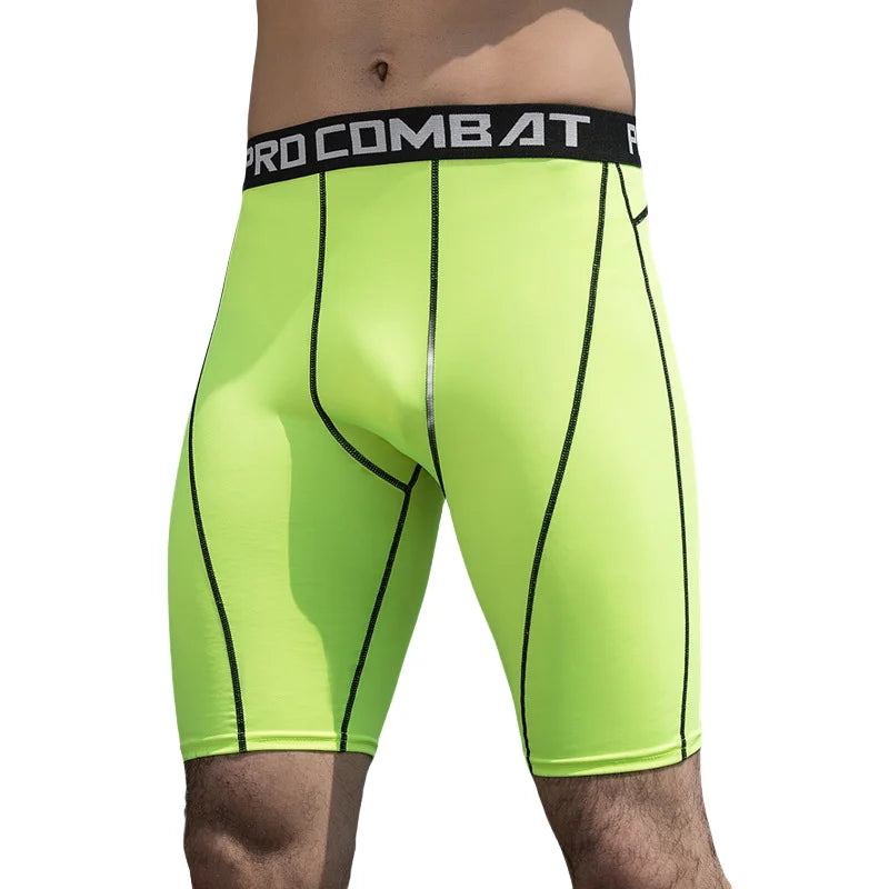 Men Bodybuilding Shorts Fitness Workout Inseam Gym Knickers Male Muscle Alive Elastic Compression Tights Skinny Leggins Hombre