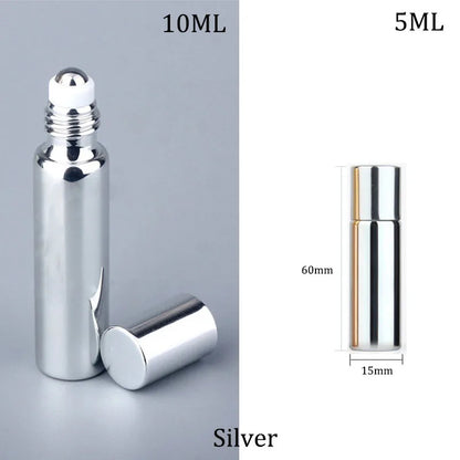 5/10ml UV Glass Stainless Steel Beads Essential Oil Roll-on Glass Bottle Eye Cream Massage Application Sample 1pc