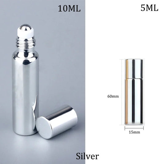 5/10ml UV Glass Stainless Steel Beads Essential Oil Roll-on Glass Bottle Eye Cream Massage Application Sample 1pc