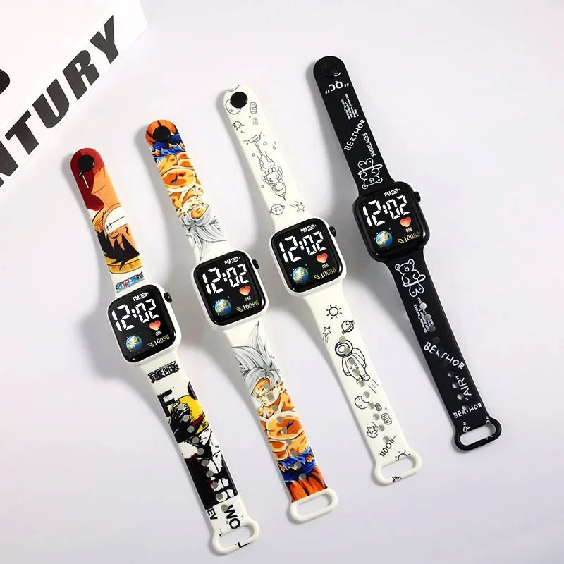 Pokemon Pikachu Dragon Ball Z Sport Casual Watches Led Silicone Watch Color Lovely Digital Children Wristwatch Clock Gift Toys