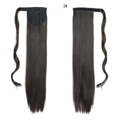 22 Polegada extensões de cabelo de rabo de cavalo reto sintético resistente ao calor envoltório em torno de pônei peruca para uso diário feminino