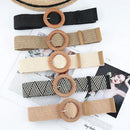 Summer Fashion Women Straw Belt Casual Bohemian Wide Summer Braided Waistbelt  Buckle Elastic Female Straw Waist Belt