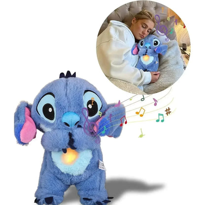 Muñeco de peluche Disney Stitch, oso de peluche que respira y duerme, con música relajante, compañero de juegos Kawaii, juguete de peluche ligero para niños, regalo para niños