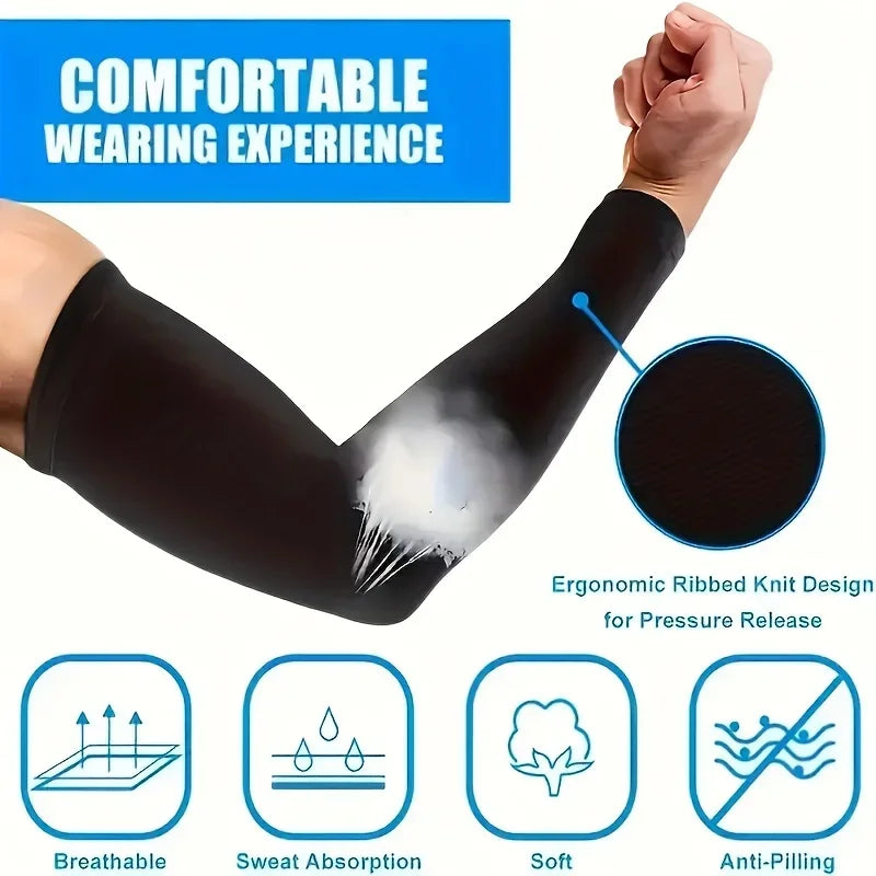Unisex Cooling UV Protection Arm Sleeves Elastic Summer Ice Covers for Sports/Running/Cycling Reusable Breathable Sun Accessorie