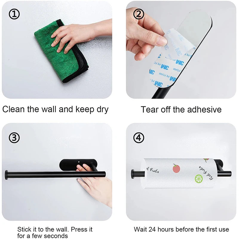 No Punching Toilet Paper Holder Self Adhesive Toilet Roll Paper Holders Bathroom Kitchen Paper Roll Holder Bath Towel Holder