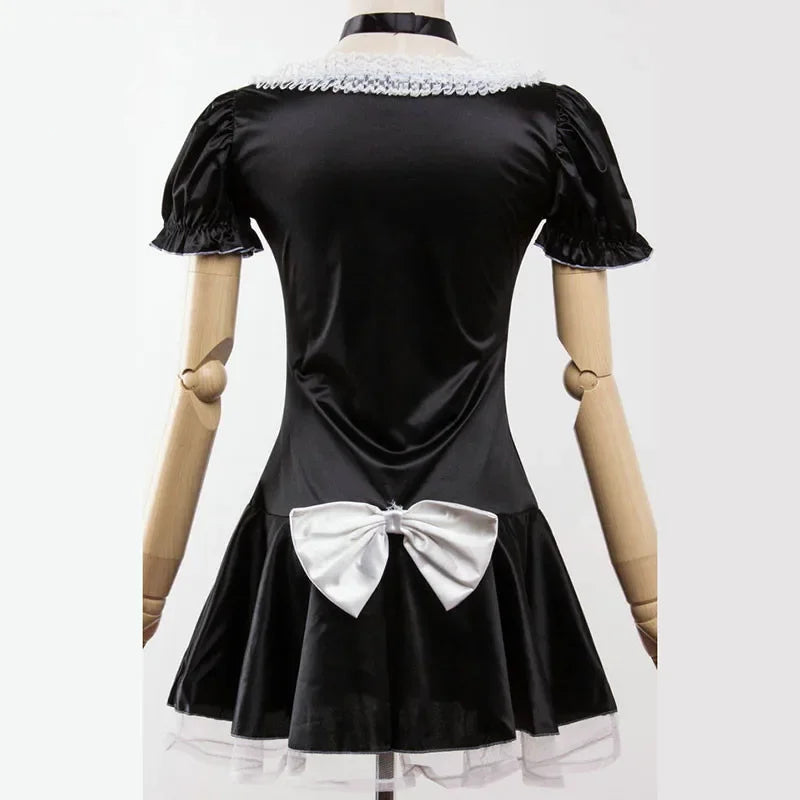 Black Cute French Maid Cosplay Costume Dress Lolita Girls Sexy Vestidos Woman Waitress Maid Party Stage Clothes Plus Size