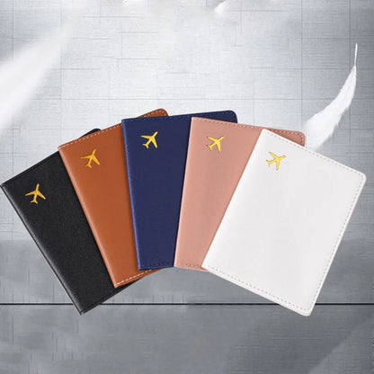 Women Men Card Passport Cover Case Flight Ticket Clip Passport Wallet PU Leather Solid Color Id Holder Passport Holder Purses