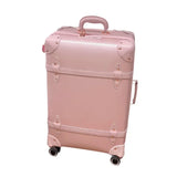 Vintage Leather Women Luggage Set 20in Carry-On + 24/26in Checked Suitcase Luxury Travel Trolley Case with Pink Handbag