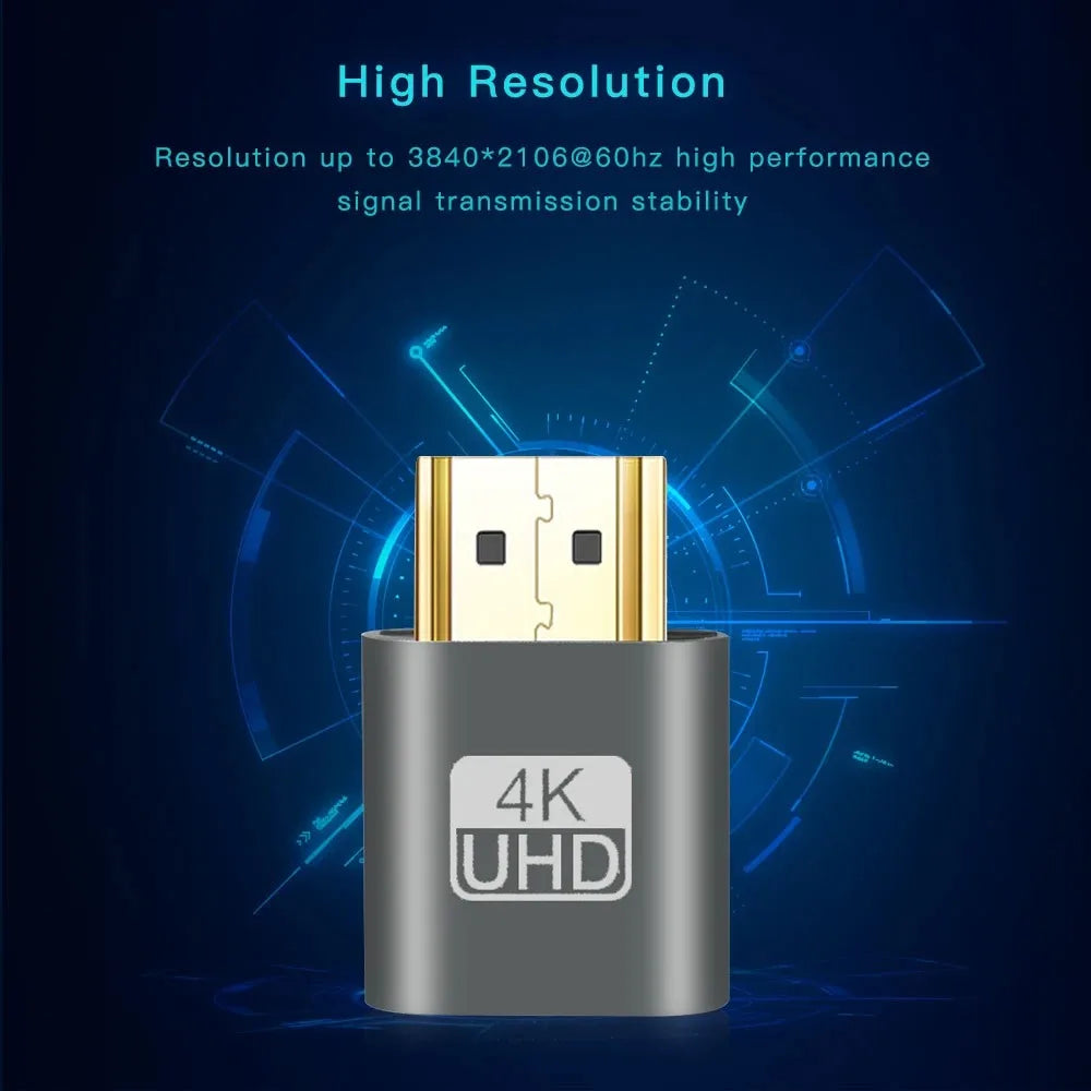 Adaptador de pantalla virtual VGA 4K compatible con HDMI 1.4 DDC EDID, conector ficticio, emulador de pantalla fantasma sin cabeza, placa de bloqueo de tarjeta de video