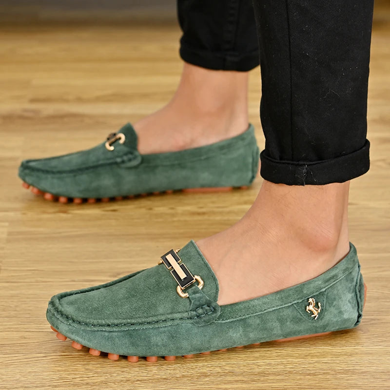 YRZL Loafers Men Big Size 48 Soft Driving Moccasins High Quality Flats Genuine Leather Shoes Men Slip-on Suede Loafers for Men